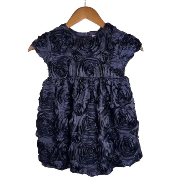 Halabaloo Girls Dress Size 4T Navy Blue Rosette Party Formal Occasion Pageant‎